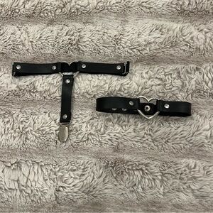 black heart garter and black heart choker bundle